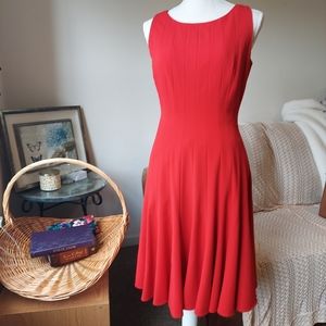 Calvin klein 4 red pleated kneee length dress